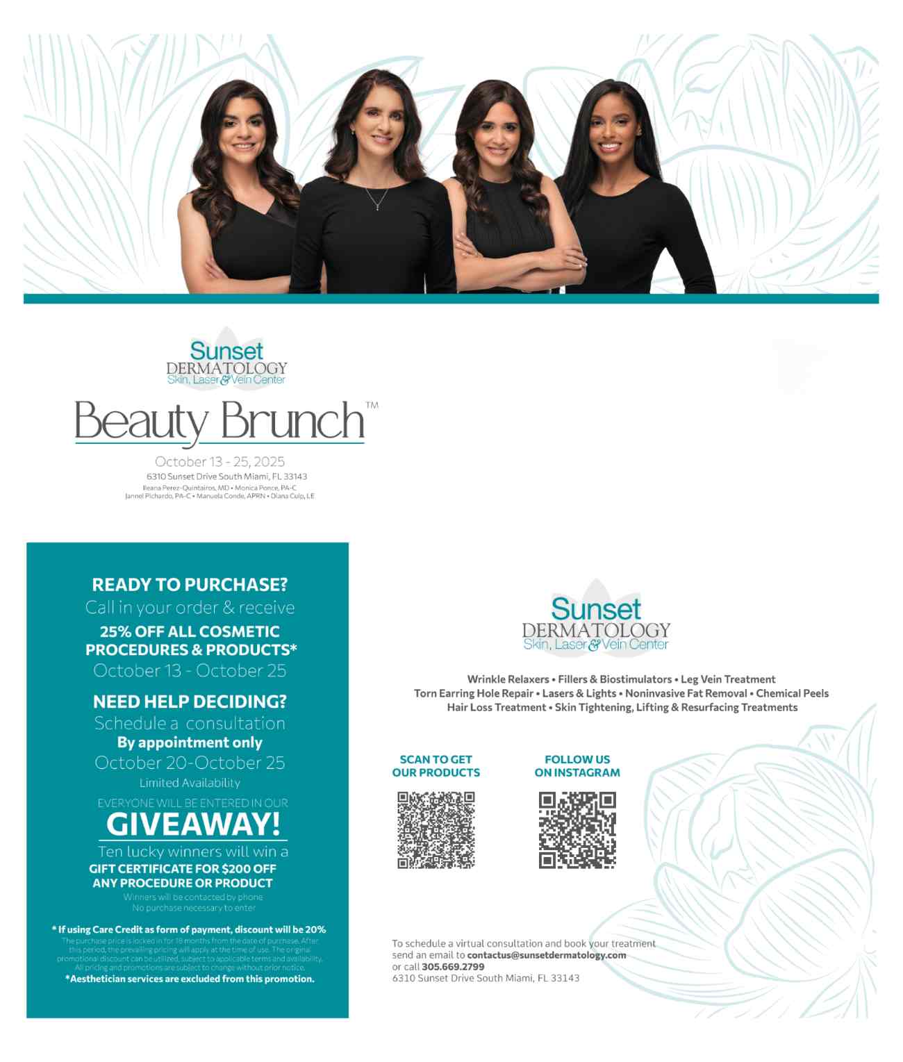 Beauty Brunch by Sunset Dermatology in South Miami Florida.